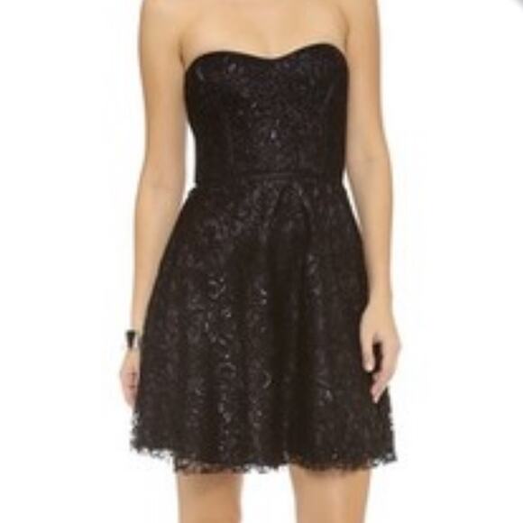 Parker Dresses & Skirts - Parker Eva Metallic Lace Fit & Flare Strapless Cocktail Dress Black Size XS